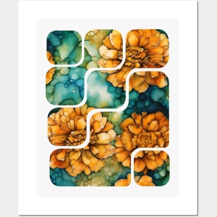 Marigold flowers pattern Posters and Art